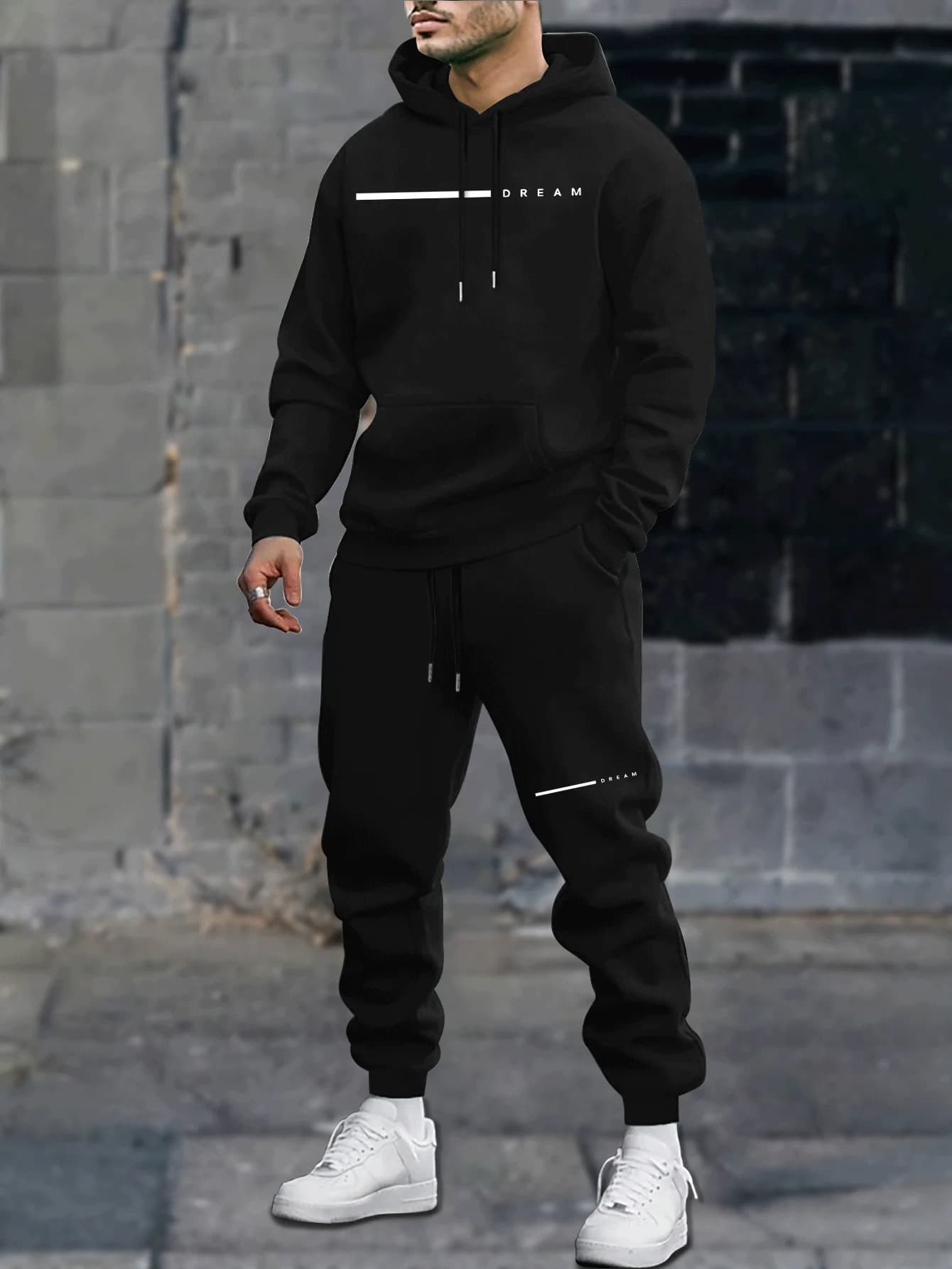 Men's Autumn-Winter Casual Loose Couple Hoodie Set, Fashion Hoodie with Long Pants Set  Fashionable sports outfit