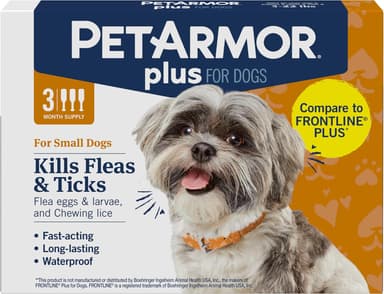 PetArmor Plus Flea & Tick Treatment for Small Dogs (5-22 lbs, 3 Doses)
