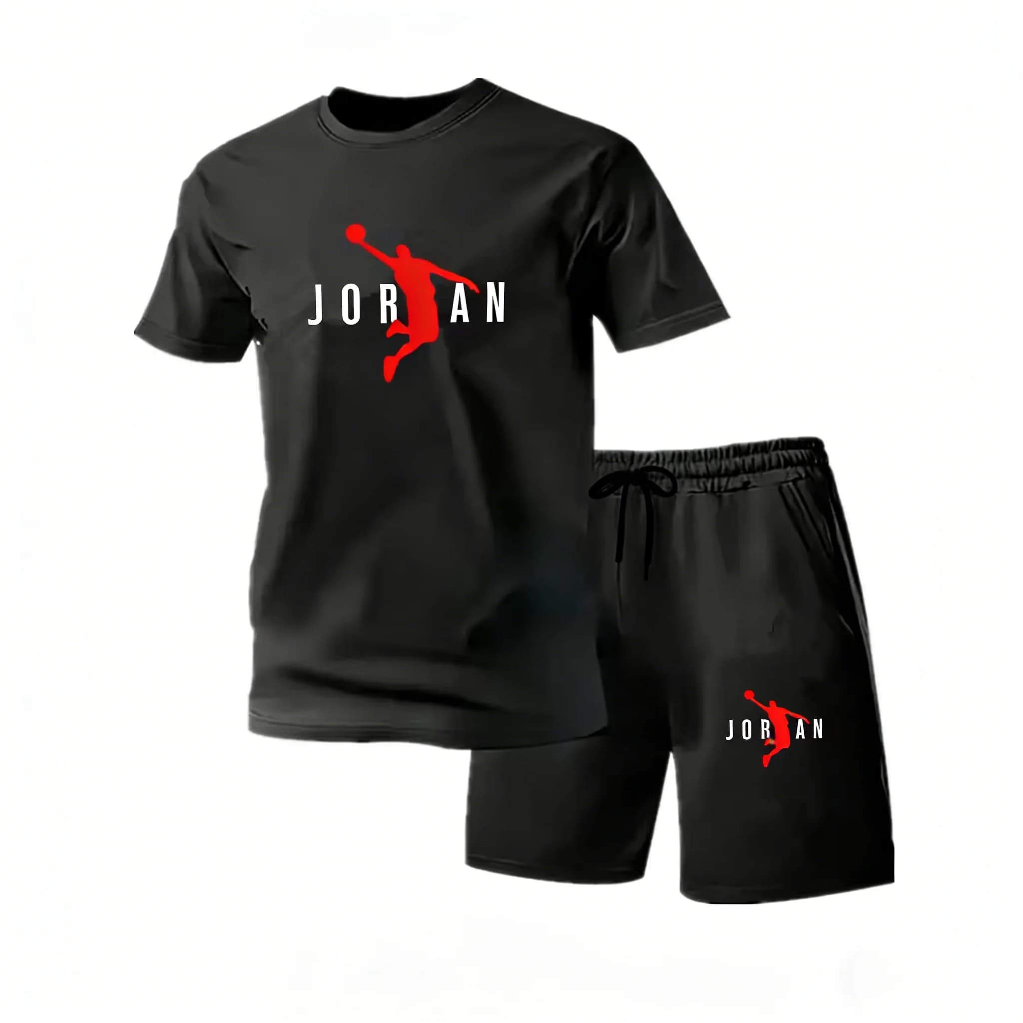 Summer Fashion Trendy Casual Sports Two Piece Set Men's Short sleeved T-shirt+Shorts Set Quick-drying